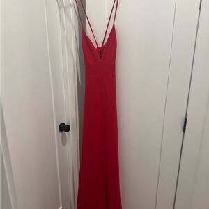 Lulu's Elegant Red Spaghetti Strap Dress